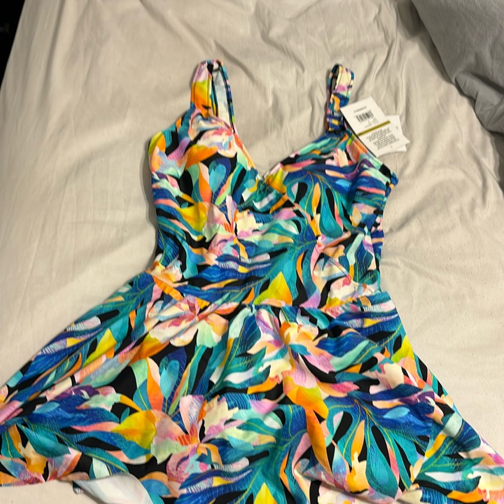 Maxine of Hollywood Sunset Isle Surplice Swim Dress One Piece